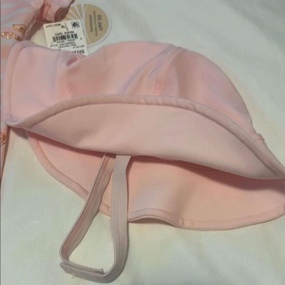 First Impressions Pink and White Striped Rashguard Set